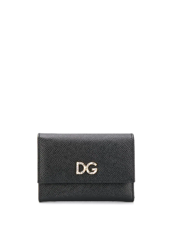 DOLCE & GABBANA Dauphine Leather Cards Wallet with Money Clip DG Logo Blue 09808